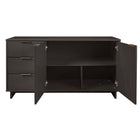 Manhattan Comfort - Buffet moderne Granville 140 cm - Gris foncé-Doté d'une épaisseur de panneau de 25 mm fabriqué en bois massif de haute qualité et d'une façade de tiroir nervurée en bois massif