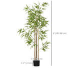 HOMCOM - Arbre de bambou artificiel 6 pi pour décoration intérieure de la maison - vert - lot de 2-Mousse en PE et sol en ciment inclus, les rendant plus stables et réalistes 
