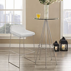 Modway - Garner Tabouret de bar - Blanc-Châssis en acier chromé