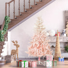 HOMCOM - Arbre de Noël artificiel de 6ft décoration maison ouverture automatique - Rose-Les branches réalistes en PVC donnent un aspect plein et luxuriant à l'arbre 