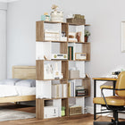 HOMCOM - Étagère géométrique à 5 niveaux pour bureau à domicile et salon - blanc-L’arrière est équipé d’un dispositif anti-chute 
