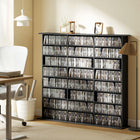 HOMCOM - Armoire de rangement multimédia à 8 niveaux - noir-Design mince offrant un espace de rangement généreux sans occuper beaucoup de place