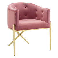 Modway - Savour Touffe Performance Velvet Fauteuil à manger d’accent - Rose poussiéreuse-Fauteuil à manger à touffes