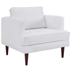 Modway - Agile Tissu rembourré Fauteuil - Blanc-Pieds en bois teint de noyer