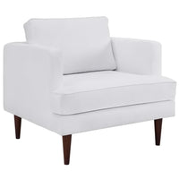 Modway - Agile Tissu rembourré Fauteuil - Blanc-Pieds en bois teint de noyer