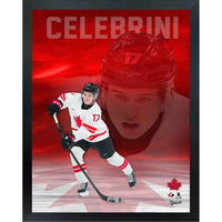 Frameworth - Macklin Celebrini Hockey Canada 2026 photo d'action - impression encadree - 16" x 20"-Produit sous licence officielle Hockey Canada 2026 mettant en vedette Macklin Celebrini en action. Photo encadree haute resolution de 16 par 20 pouces