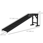 PawHut - Rampe pour animaux, marches de lit pour chien avec tapis antidérapant, 74 po x 16 po x 25 po - noir-Tapis antidérapant sur la rampe pour assurer la sécurité 