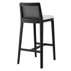 Modway - Monarch Bois et rotin Tabouret de bar - Ivoire à tissage noir noir à bruyère-Arrivée entièrement assemblée
