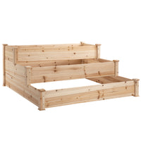 Outsunny - Jardinière surélevée à 3 niveaux 49 po x 49 po x 22 po - naturel-Grande capacité pour répondre à une variété de besoins décoratifs 