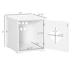 PawHut - Boîte de rangement pour litière de chat, table de bout - blanc-Porte magnétique avec poignée 