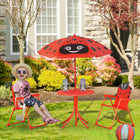 Outsunny - Table de pique-nique pliant pour enfants avec chaises, motif, extérieur jardin terrasse arrière-cour avec parasol - rouge-2 chaises pour le jeu social et l'interaction  
