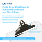Davis Group - Planchettes à pince à ressort, format lettre, 9 po l x 12 po H – Transparentes - 6 par paquet-transparentes