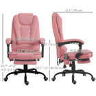 Vinsetto - Fauteuil de massage vibrant à 7 points avec repose-pieds et roulettes pivotantes - rose-Repose-pieds rétractable pour surélever vos pieds lorsque vous vous allongez
