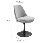Modway - Lippa Salle à manger pivotante Rembourré Fauteuil d’appoint - Noir Gris clair-Design sans bras avec base sur piédestal