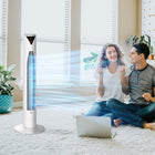 HOMCOM - Ventilateur tour autoportant 37 po avec minuterie 3 vitesses et panneau à capteur LED - blanc-Le mode Enfant éteint l'affichage LED si vous ne contrôlez pas l'appareil pendant 30 secondes, et vous pouvez également l'éteindre avec la télécommande 
