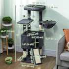 PawHut - arbre à chat 47 po avec grande niche confortable, hamac - gris foncé-Deux balles interactives à pompons offrent un divertissement sans fin pour votre chat joueur 