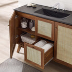 Modway - Soma 48" Vanité de salle de bain à un seul lavabo - Noir noyer-Tissage en rotin