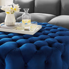 Modway - Amour Gros rond à boutons touffés Performance Velvet Ottoman - Marine-Rembourrage en mousse dense