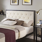 Modway - Mia Tissu Lit plein, Brun beige-Cadre en acier revêtu de poudre