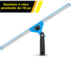 Gritt Commercial - Raclette pivotante pour fenêtres de 18 po avec déclenchement rapide-Le manche pivote à 180° pour atteindre facilement les coins, rebords et appuis de fenêtre