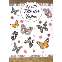 Rosedale Gold - Cartes De Souhaits De Fête Des Meres 5-1/2 po x 8 po / Enveloppes - Paquet de 6 - Papillons-Cartes de souhaits qualité boutique