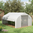Outsunny - Serre de jardin à entrée, avec 3 niveaux et 12 étagères, vert-La porte et les panneaux de fenêtre enroulables de cette serre permettent un accès facile et une bonne circulation de l'air  
