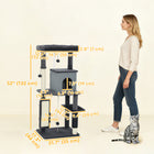 PawHut - Arbre à chat 52 po avec poteaux à griffer, lit, condo - gris foncé-La construction en panneau de particules et sisal assure la durabilité 