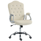 Vinsetto - Fauteuil de bureau vanité avec roulettes pivotantes - beige-Design éclatant de style français, avec des boutons en cristal décorant le dossier capitonné
