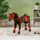 Qaba - Cheval à monter pour enfants avec hennissements, selle et étriers-Le matériau en polyester et le rembourrage en coton PP assurent confort et durabilité 