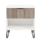 Manhattan Comfort - Table de nuit moderne DUMBO 20,07" à 1 tiroir - Blanc et gris rustique-Moderne-contemporain avec une touche de glamour - Table de nuit pour chambre et salon