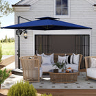Outsunny - Parasol carré déporté 8 pi L x 9 pi l avec base remplissable, bleu foncé-Réglages d'inclinaison flexibles offrant une protection solaire optimale sous n'importe quel angle