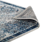 Modway - Entourage Treillis marocain floraux vieillis Kensie Tapis de 5 pi l x 8 pi L - Ivoire et bleu-8
