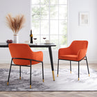 Modway - Jovi Performance Velvet Fauteuil à manger Ensemble de 2 - Orange Noir-Chaise d’accent Glam Deco