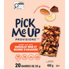 Pick Me Up Provisions - Barre aux noix Chocolat Noir - 20 g - Beurre d’arachide - Paquet de 20-20 barres emballées individuellement par boîte (20 g par barre)