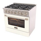 Kucht - 36 po Série KNG Cuisinière Pro Style au gaz naturel - Acier inoxydable/Blanc-Les brûleurs étanches facilitent le nettoyage de la cuisinière