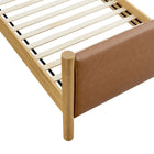 Modway - Maven Taille jumelle Cuir végétalien rembourré Lit de plateforme, Tan Oak-Capacité de poids : 794 lb.