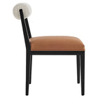 Modway - Kai Boucle et cuir végan Chaise à manger - Noir Tan Perle-Aucune assemblée requise