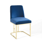 Modway - Amplify Base de traîneau Performance Velvet Fauteuil d’appoint de salle à manger - Marine d’or-Fauteuil à manger Glam Deco