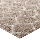 Modway - Solvea Treillis marocain Tapis 5 pi l x 8 pi L Shag Area - Beige et ivoire-Haute densité / Tissé à la machine