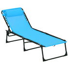 Outsunny - Chaise longue pliante d’extérieur - pour le camping - la randonnée - bleu ciel-Inclinaison complète avec 4 positions de dossier