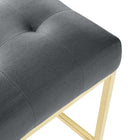 Modway - Privy Acier inoxydable doré Performance Velvet Tabouret de bar - Charbon de bois doré-Capacité de poids du tabouret de bar : 331 lb