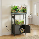 PawHut - Meuble pour aquarium 5-10 gallons avec prises de courant-Combine une étagère ouverte avec un placard pour ranger proprement les accessoires d'aquarium 
