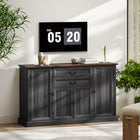 HOMCOM - Buffet de style ferme 57,9 po L avec station de charge - grain de bois noir-Chaque tiroir glisse en douceur et silencieusement pour un rangement paisible à tout moment de la journée 