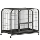 PawHut - Cage pour chien robuste, grande cage pour chien avec roulettes-Le cadre en acier carré robuste empêche la mastication et les fugues pour une tranquillité totale 
