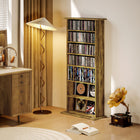 HOMCOM - Armoire de rangement multimédia à 8 niveaux - brun rustique-Rangement polyvalent qui va au-delà de l'organisation des médias