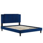 Modway - Zahra Chenal Touffé Performance Velvet Lit de plateforme King, Marine-Lit de plateforme King