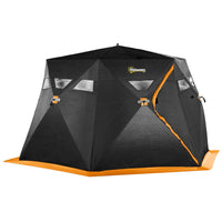 Outsunny - Abri De Pêche Sur Glace 4 Personnes, Tente De Pêche Sur Glace Pop-Up - Noir-Intérieur chaud avec protection contre les températures jusqu'à -22℉/-30℃ 
