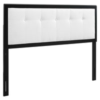 Modway - Draper Touffe Tissu et bois Tête de lit Queen, Noir Blanc-Tête de lit reine rembourrée