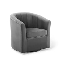Modway - Prospect Performance Velvet Fauteuil pivotant - Charbon de bois-Fauteuil moderne à dossier de baril