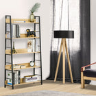 HOMCOM - Bibliothèque de rangement moderne avec étagères larges à 5 niveaux - chêne-Livres, magazines, photos encadrées et quelques essentiels quotidiens peuvent être organisés sur l'étagère 